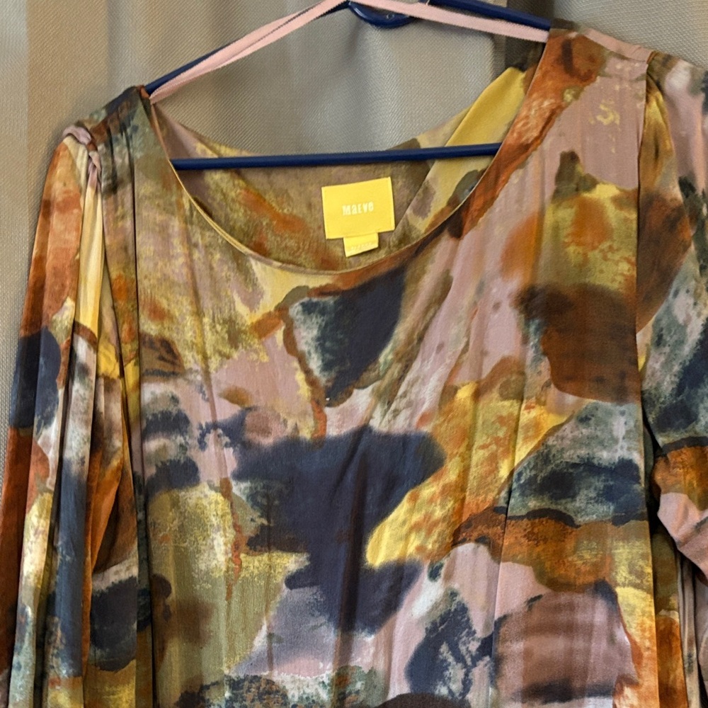 Maeve Artistic Blue and Orange Blouse